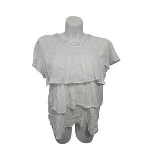 Citicraze Ruffles Blouse Women 18 White 100% Cotton